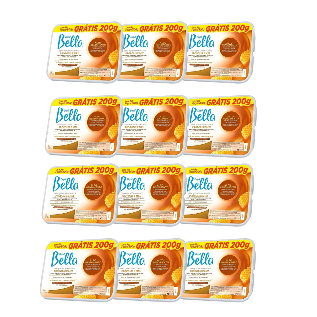 Kit Depil Bella Cera Própolis e Mel 1kg - 12 unidades