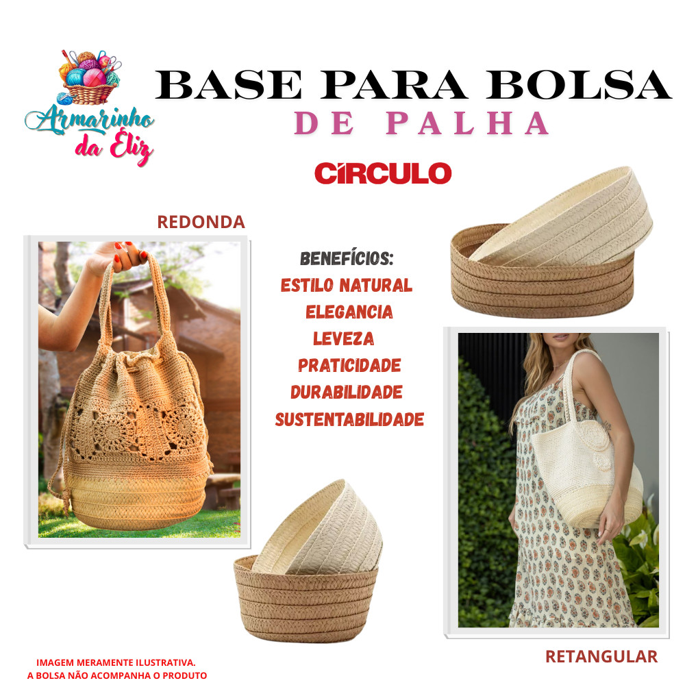 Fundo/Base Para Bolsa Círculo de Palha 100% Ecológico — Resistente, Leve e Sustentável