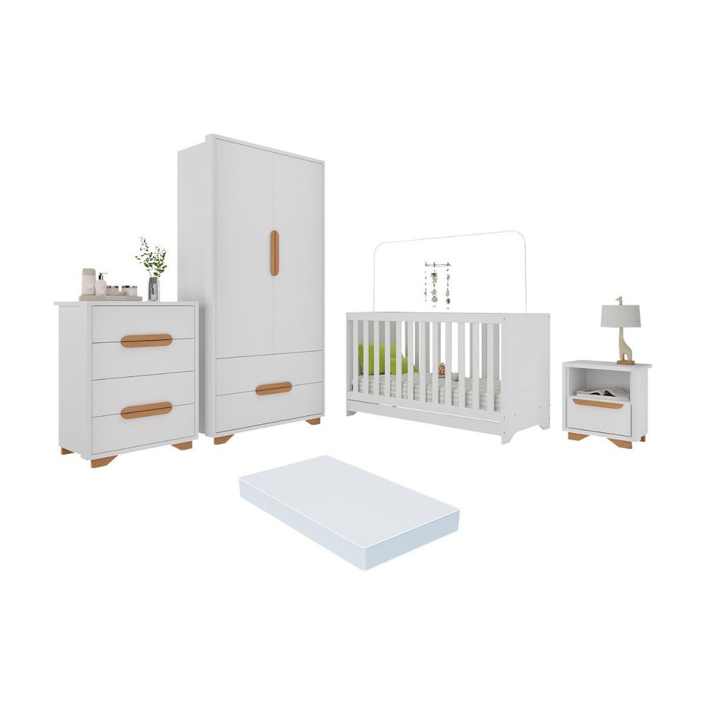 Quarto de Bebê Completo com Berço 3 em 1 com Colchão Incluso Multimóveis MP4400 em Oferta na Shopee