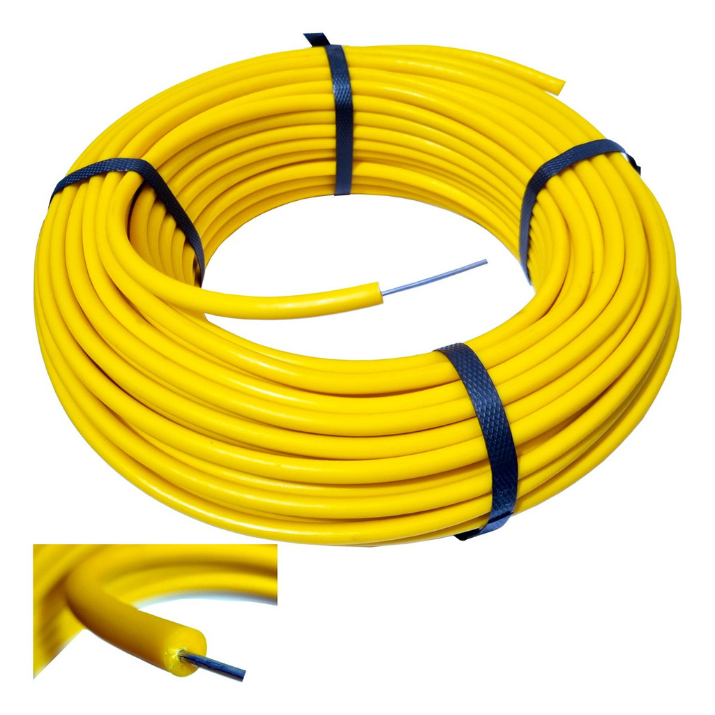 50m Cabo Alta Isolação 1.6mm para Cerca Elétrica Proteção UV Alta Isolação Durável Amarelo
