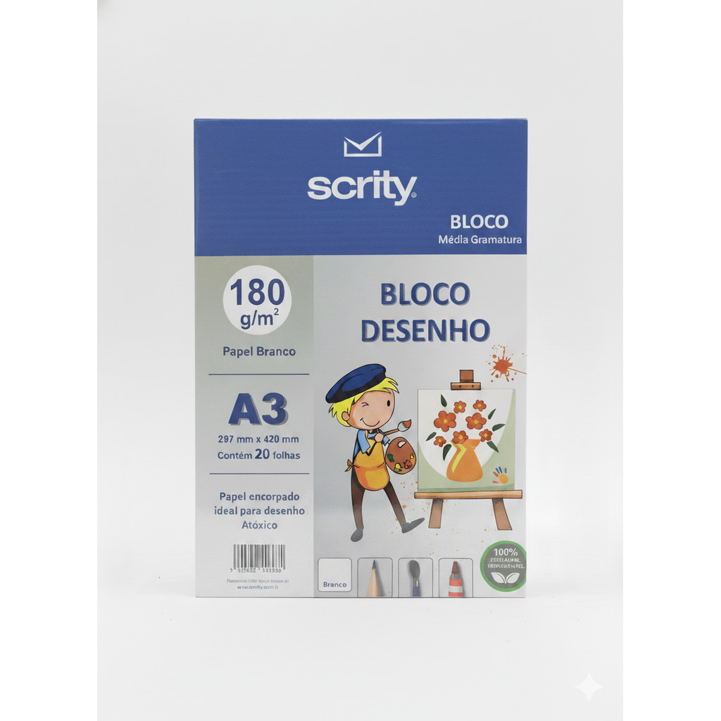 Bloco Desenho A3 180 g/m² 20 folhas Branco