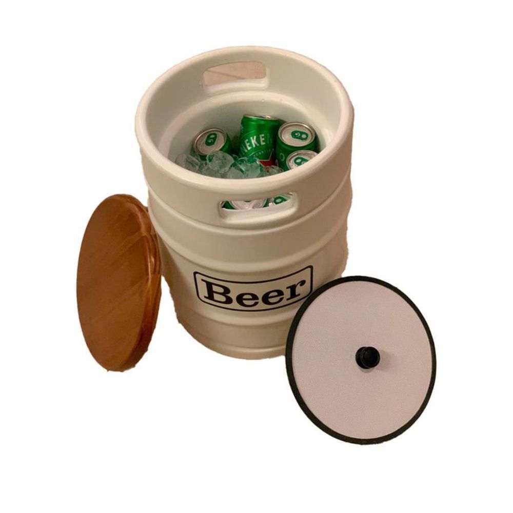 Banqueta Branca Barril Chopp Tambor Baú Gourmet Decorfun