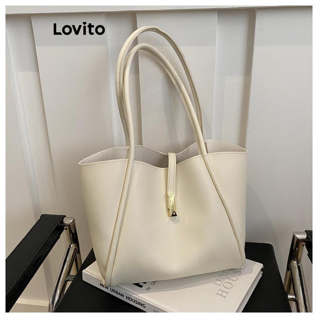 Detalhes do Lovito Casual liso de grande capacidade versátil bolsa de ombro para viagem para mulheres LFA64007