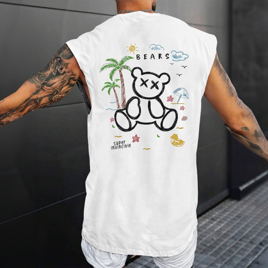 Camiseta Regata Oversized Camiseta Streetwear Urso Unissex Camisa Cavada