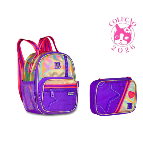 Kit Lancheira 2 em 1 e Estojo Rebecca Bonbon Holo Shine - Clio Style Cor:Roxo
