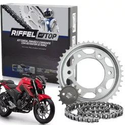 Kit Relação Yamaha Fazer 250 2018-2022 - FZ25 - Fazer Ys - Transmissão Com Retentor Original Riffel