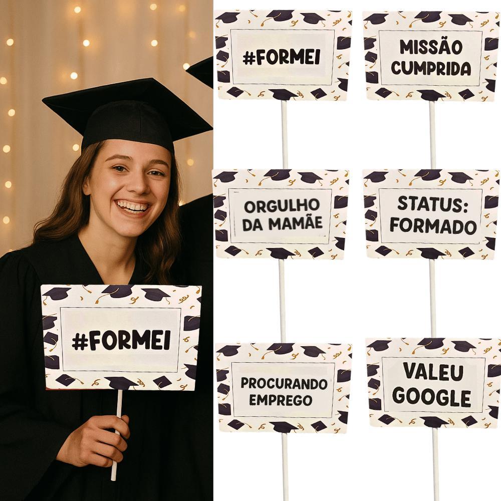 Kit Plaquinhas divertidas festa Formatura kit 10 unidades  Formei Balada Formando