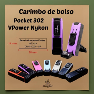 Carimbo de bolso Pocket  Nykon  VPower 302 - Área de impressão 14 x 38mm em Oferta na Shopee