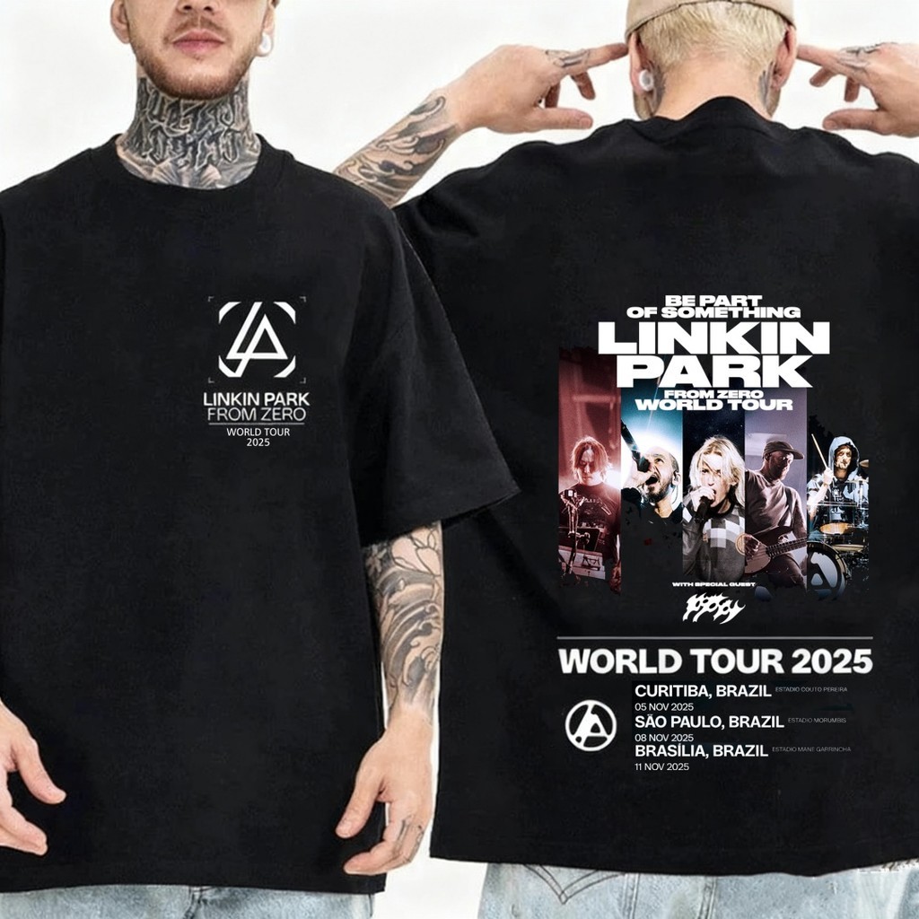 Camiseta Unissex Oversized Plus Size Feminina Masculina Unissex  Linkin Park From Zero Tour Arte Exclusiva Algodão Premi