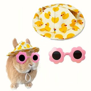 Conjunto De Chapéu E Óculos De Sol De Pato Amarelo De Verão Fofo Para Coelho De Estimação Roupas De Animais Pequenos Ace em Oferta na Shopee