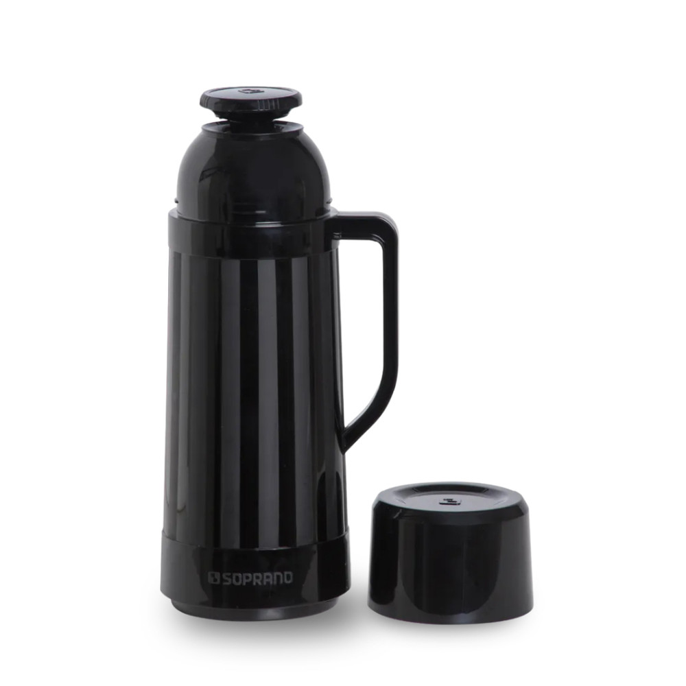 Garrafa Térmica Topázio Preta 1L C/ Ampola De Vidro Design Ergonômico Prático Versátil em Oferta na Shopee