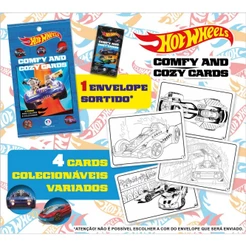 Livro Hot Wheels - Comfy and Cozy 4 Cards para colorir e coleciona