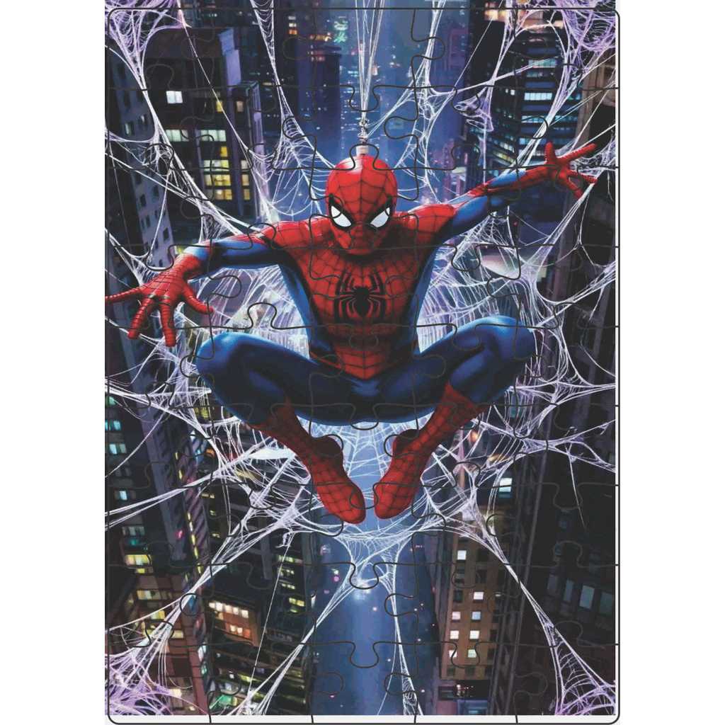 Quebra-Cabeça Jogo Infantil Educacional Homem Aranha 45 peças 20x28 cm Feito em Madeira (MDF)