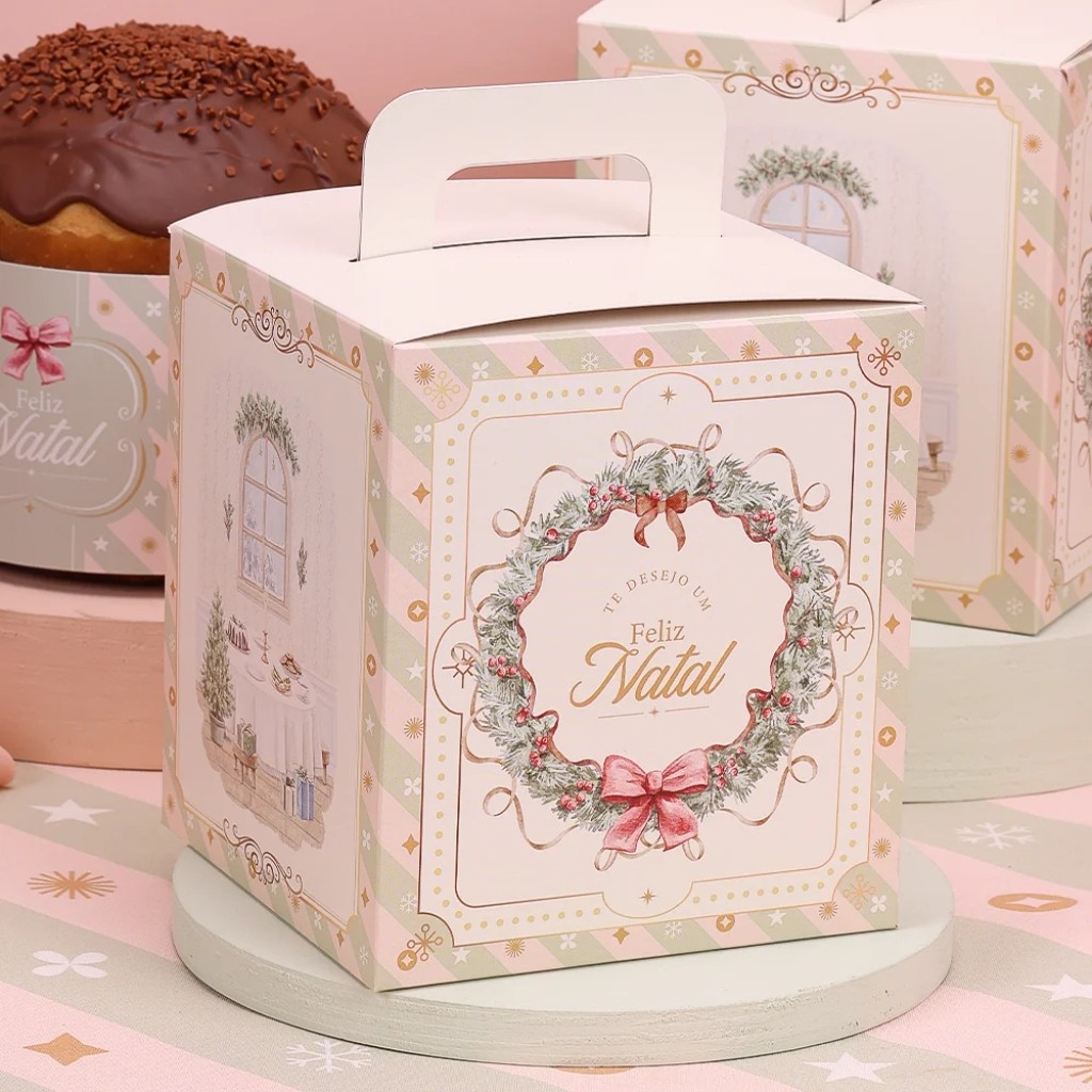 20 CAIXA PARA PANETONE FECHADA 400/500G GRAÇA 5295 ( JANGO NATAL 2025 )