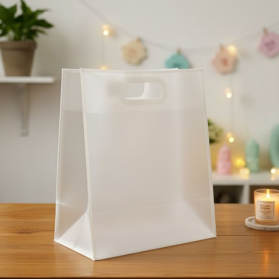 Sacola Transparente Fosca Pvc Alça Plana Branco - 30x25x15cm - 12 unidades - Rizzo em Oferta na Shopee
