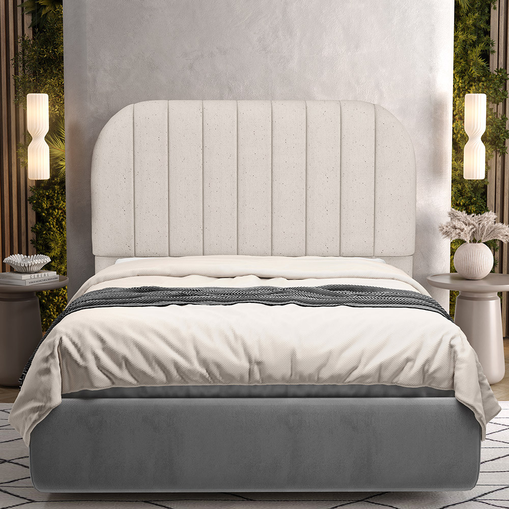 Cabeceira Cama Box Casal Estofada Orgânica 140cm Alice W01 Linho Cru - Lyam Decor