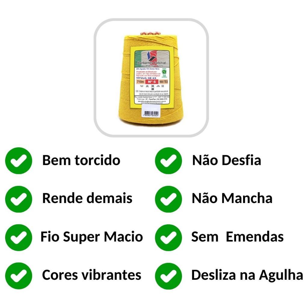 Barbante Piratininga Colonial 700g Colorido Cru Fio 4 6 8 crochê tricô tapete artesanato euroroma — imagem 2 de 2