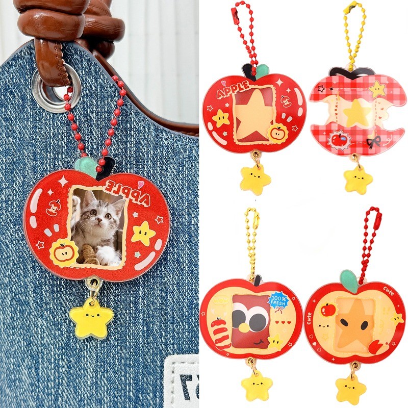 Doce Bonito Em Forma De Maçã Chaveiro De Alta Qualidade Acrílico Foto Inserção Quadro De Exibição Mochila Charme Saco Ac
