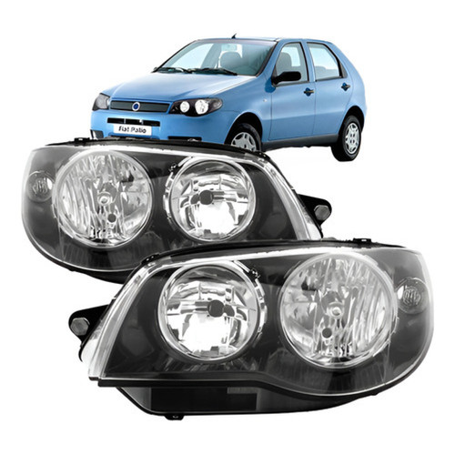 Par Farol Mascara Negra Palio Economy 2004 A 2013 Aro Crom