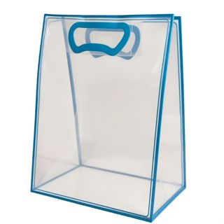 Sacola Transparente Fosca Pvc Alça Plana Azul Claro - 40x30x12cm - 1 unidade - 1 unidade - Cromus - Rizzo em Oferta na Shopee