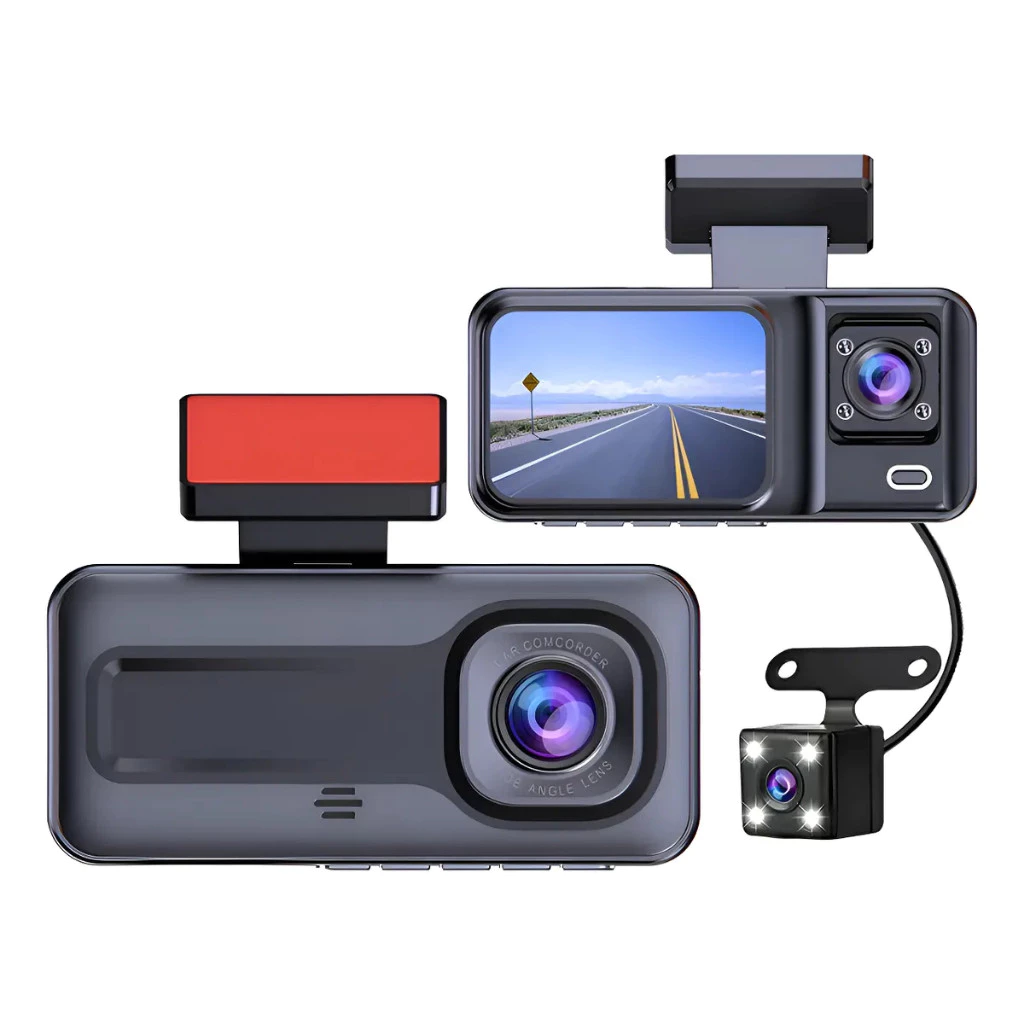 Câmera Automotiva Carro Caminhão DVR Full HD com 3 Lentes Segurança — imagem 1