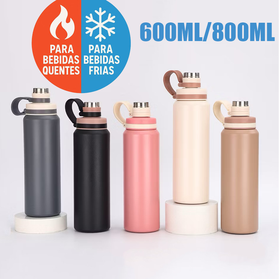 Garrafa Térmica 600ml/800ml garrafa espacial Quente & Frio Com Isolamento Térmico De Grande Capacidade em Oferta na Shopee
