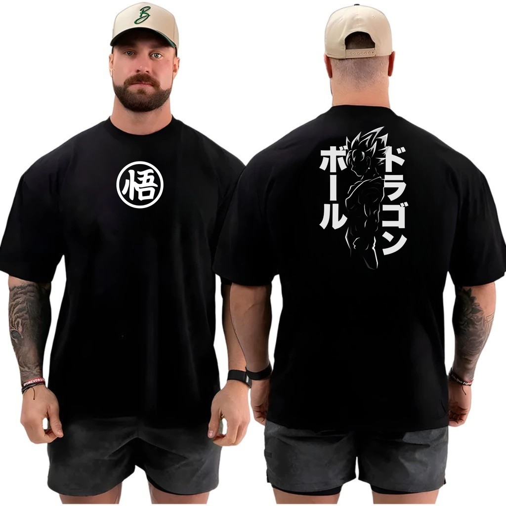 Camiseta masculina Oversized  para Academia Musculação camisa premium over Goku 1107 100% Algodão em Oferta na Shopee