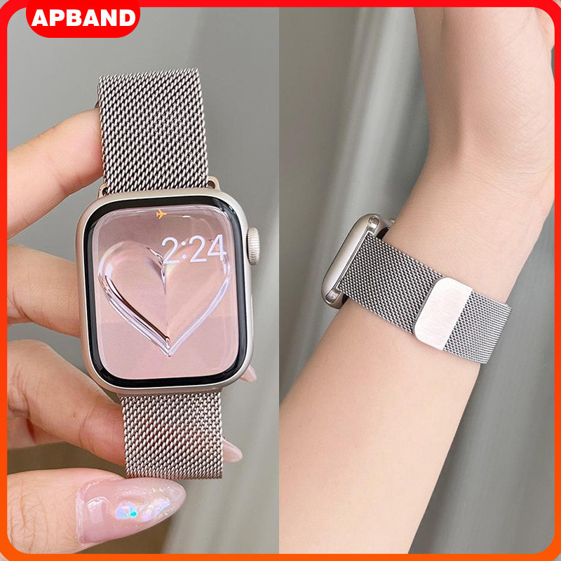 Pulseira De Milanesa Aço Para Relógio IWatch Apple Watch Ultra SE 3 2 Serie 11 10 9 8 7 6 5 4 46 49 45 41 44 40 42mm