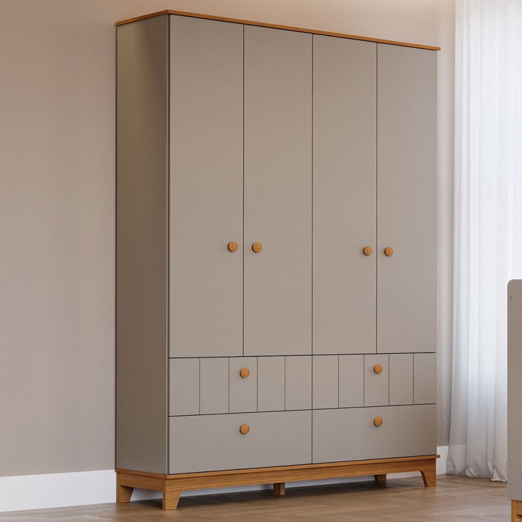 Guarda-Roupa de Bebê Biscoito 4 Portas 4 Gavetas - Permóbili