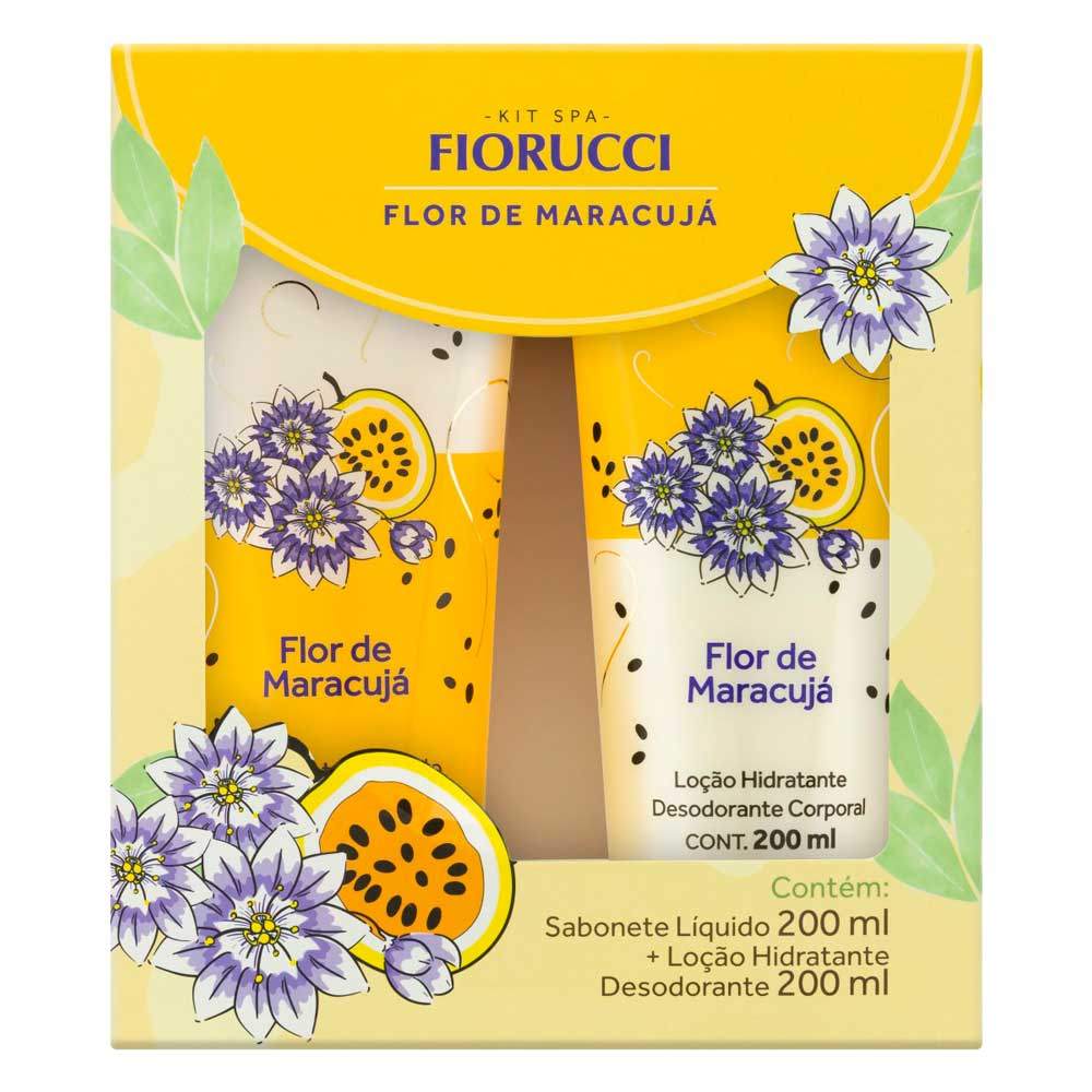 Sabonete Líquido Fiorucci Maracujá 200ml e Loção Hidratante Fiorucci Maracujá Desodorante Corporal 200ml