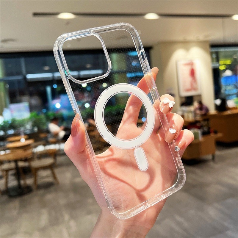 Capa MagSafe Transparente Indução Magnética iPhone 11 12 13 14 15 16 - RS