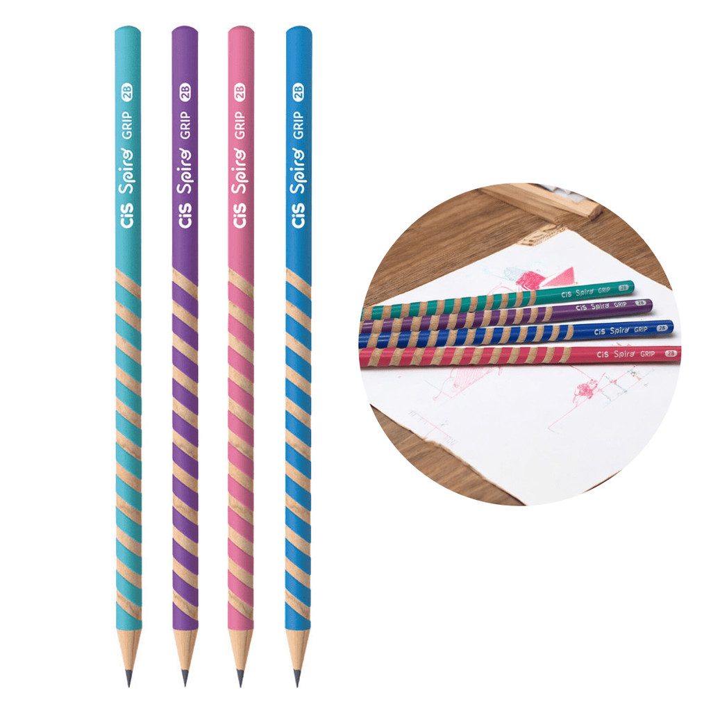 Lápis Preto 2B Escolar Cis Spiro Grip com 4 Unidades Sortidas em Oferta na Shopee