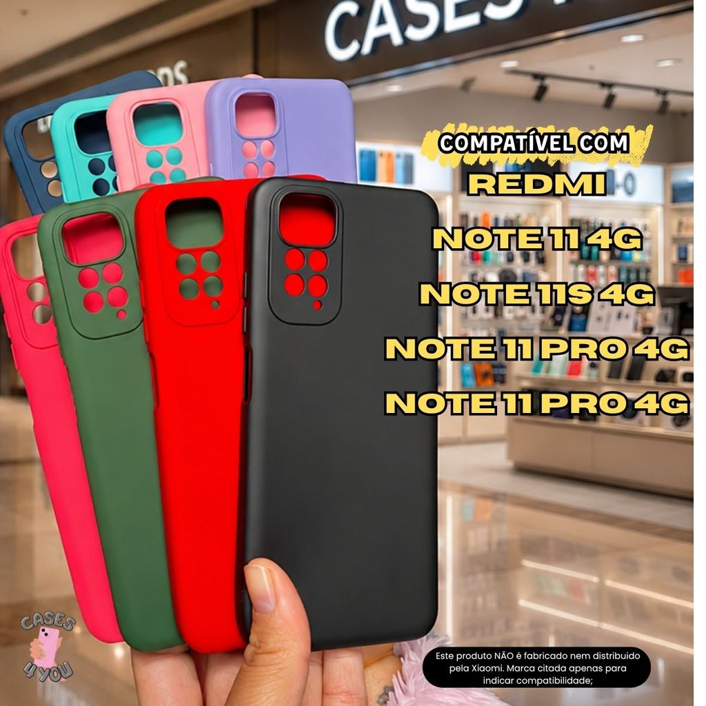 Case Capa Capinha Aveludada Compatível com Redmi Note 11 4G Note 11S Note 11 Pro