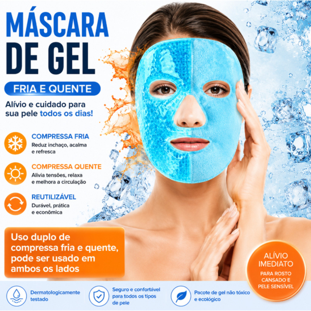 Máscara Facial Térmica Gel Reutilizável – Alívio Imediato para Inchaço, Olheiras e Estresse!jessica