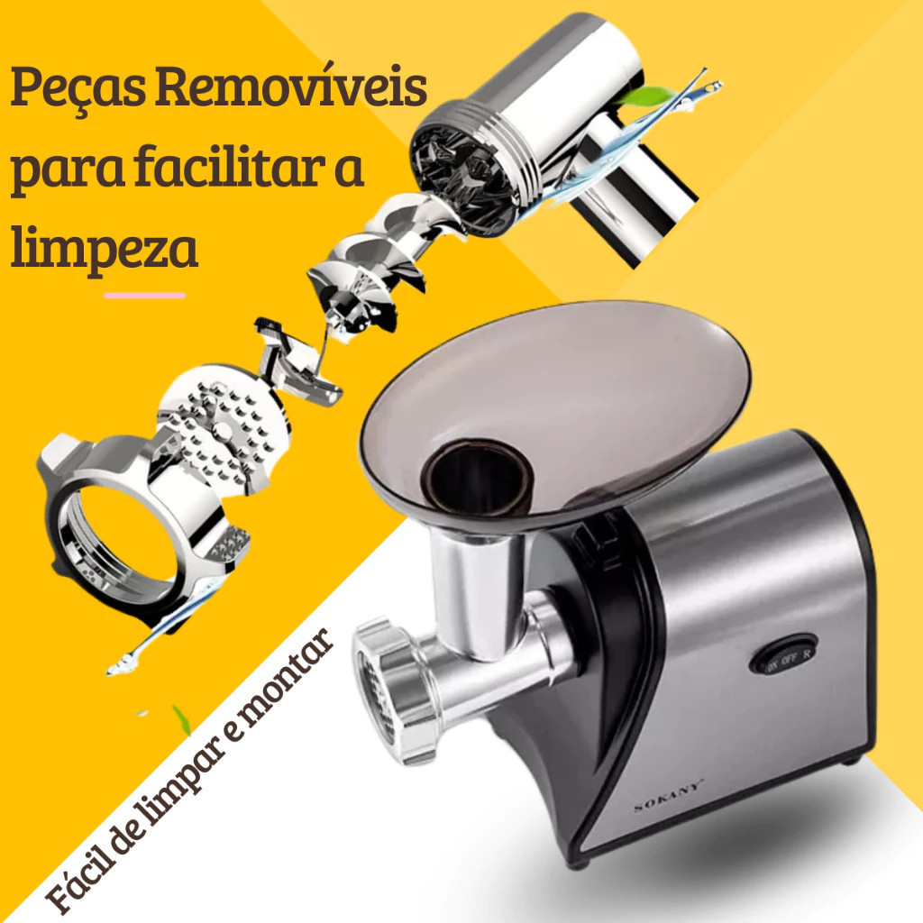 Detalhes do Maquina Moedor De Carne Frango Linguiça Salsichas Elétrico Triturador 110V