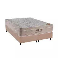 Cama Box Queen: Colchão Molas Ensacadas Ortobom SuperPocket Fort Airtech Spring + Base CRC Suede Clean(158x198)