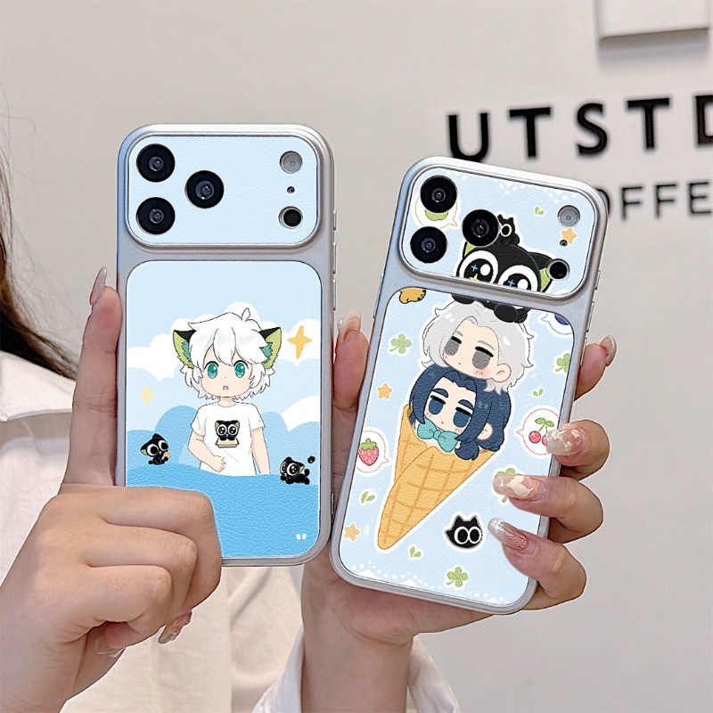 Adorável Luo Xiao Hei Cat Capa De Telefone De Couro Para Samsung Galaxy A07 A06 M06 F06 A05S M05 A04S A04E M04 F04 A03 C