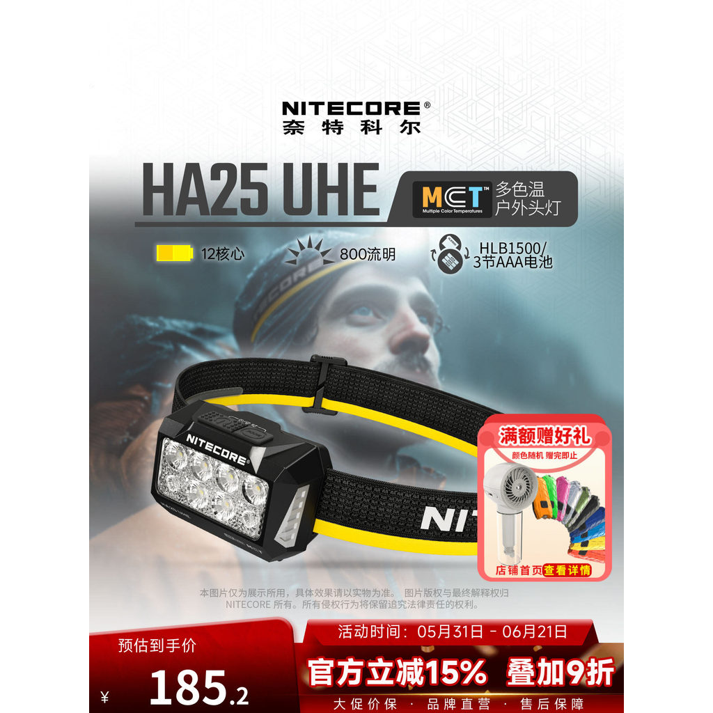 NITECORE HA25 UHE Multicolor Temperatura Farol Ao Ar Livre Caminhadas Camping Noite Correndo Iluminação Leve
