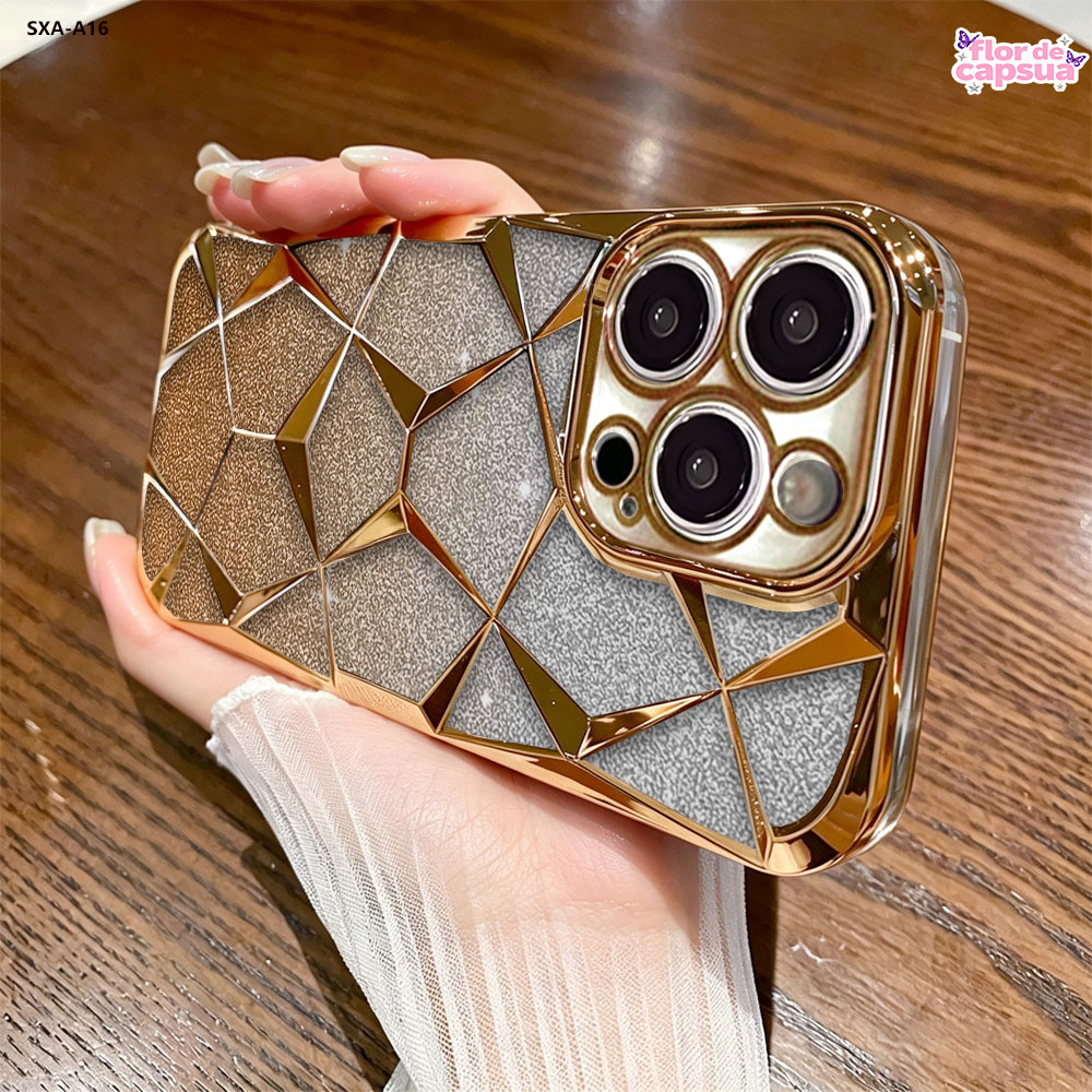 Capa Luxo Anti-queda Glitter Bling Cubo 3D Para Samsung Galaxy A17 A16 A15 A14 A07 A06 A56 A36 A26 4G 5G Case 8807