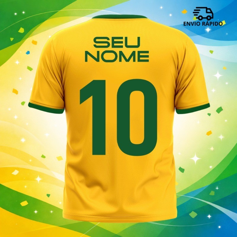 Camisa Brasil Copa do Mundo 2026 Personalizada Dry Fit Unissex Torcida Patriota Brasil