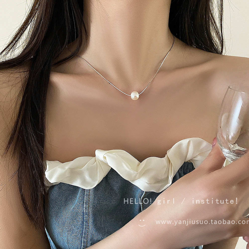 colar aço inoxidável colar Um colar de pérolas feminino 2026 novo estilo de venda quente colar francês luz nicho de lu