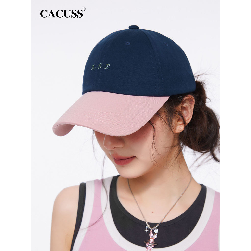 CACUSS Boné feminino primavera verão Retro contraste cor macio topo boné de beisebol lazer esportes ao ar livre guarda-s
