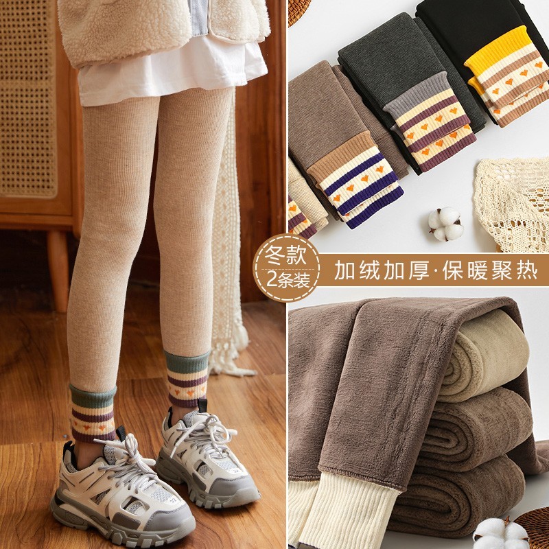 Meninas forro Leggings outono inverno engrossado quente exterior usar meia-calça meninas bebê crianças puro algodão calç
