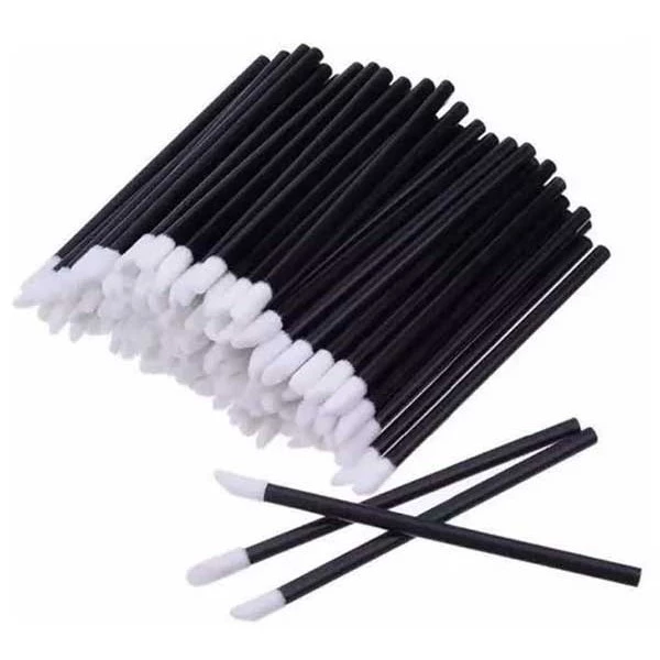 100 Pincel Aplicador de Batom e Gloss Descartável Preto