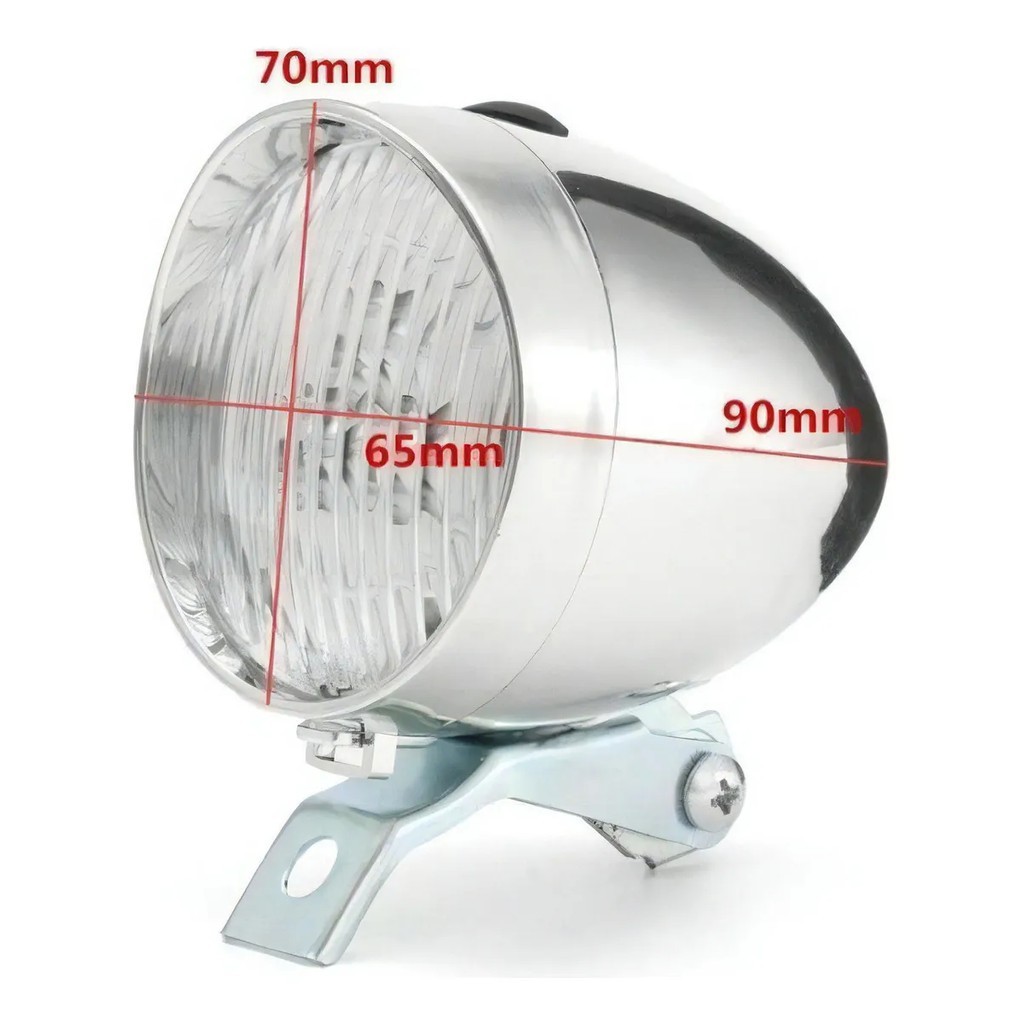 Detalhes do FAROL BIKE RETRÔ ABSOLUTE CROMADO 3 LEDS VINTAGE