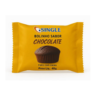 Bolinho de Chocolate - Cx com 40un de 40g - Bolinhos Marca Single - Mini bolo - Cupcake - Muffins