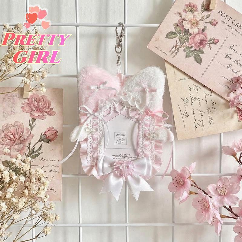 [Pretty ggirl] Porta-Cartões De Pelúcia Fofo Anime Lace Lolita Style Kpop Idol Protetor De Álbum De Fotos Para Coleção D