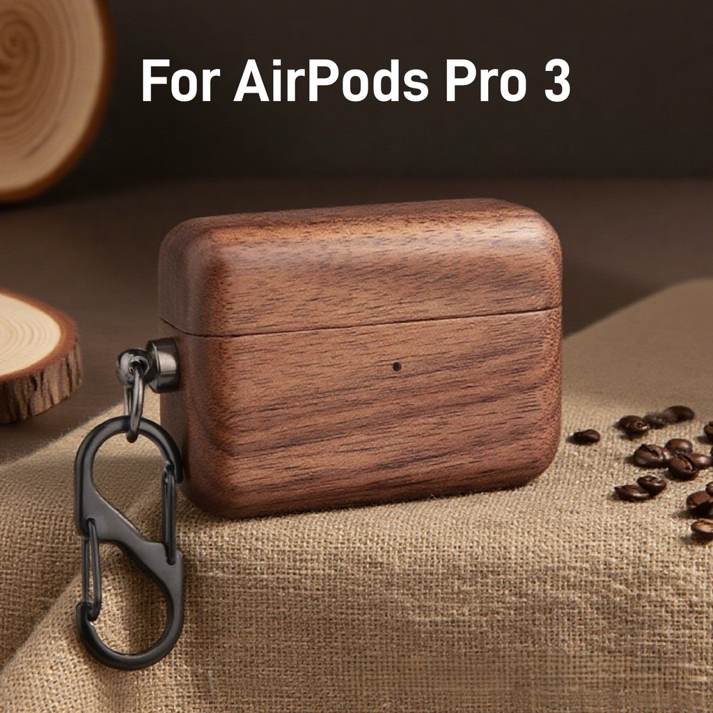 Capa De Fone De Ouvido De Madeira De Luxo Sólido Para AirPods Pro 3 Protetora Ge