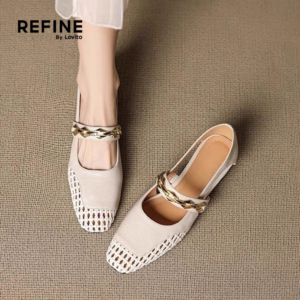 (Refine by Lovito) Sapatilhas De Balé Elegantes Com Correntes Estilo Coreano Par