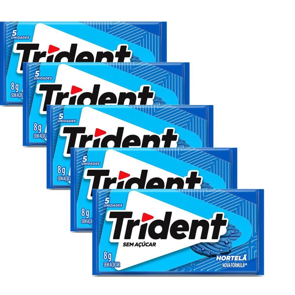 Kit 5 Chiclete Trident Hortelã 8g com 5 Unidades